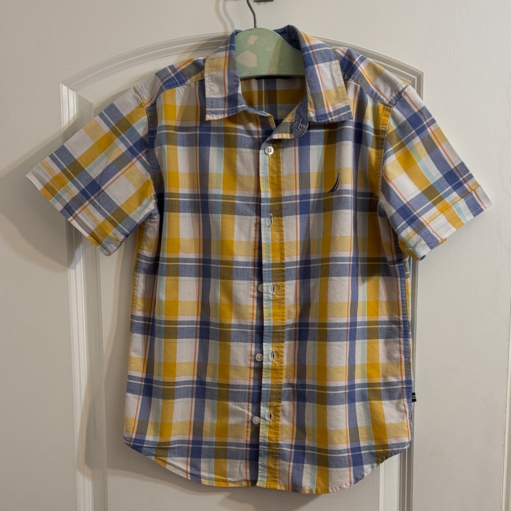 Nautica Boys Plaid Short Sleeve Shirt